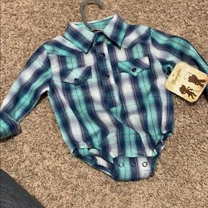 Brand new baby wrangler button up onesie